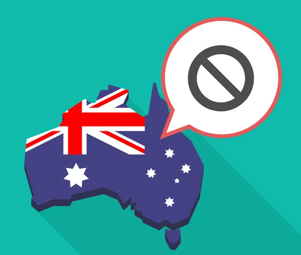 Larga sombra Australia mapa con una señal prohibida — Vector de stock