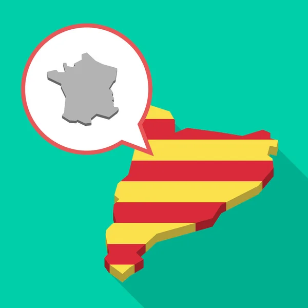Hosszú árnyék Catalonia Térkép Franciaország térképe — Stock Vector