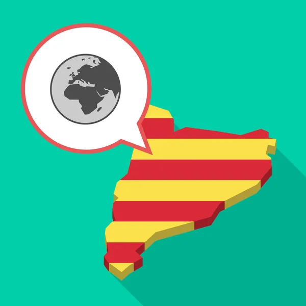 Uzun bir Asya, Afrika ve Avrupa'da regi ile gölge Catalonia harita — Stok Vektör