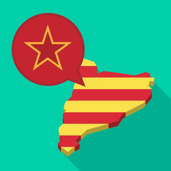 Mapa de Cataluña de sombra larga con la estrella roja del comunismo icono — Vector de stock