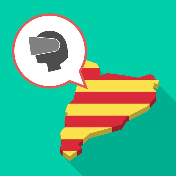 Mapa de Cataluña de sombra larga con una cabeza femenina con un virtual — Vector de stock