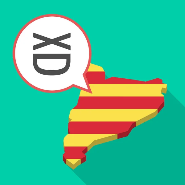 Uzun gölge Catalonia harita gülen metin yüzü olan — Stok Vektör