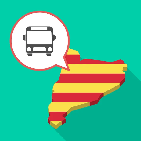 Mapa de Cataluña de sombra larga con un icono de autobús — Vector de stock
