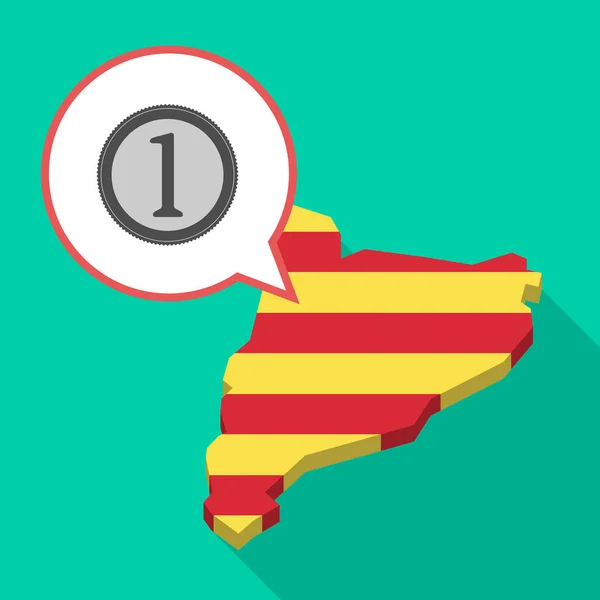 Uzun bir sikke simge ile gölge Catalonia harita — Stok Vektör