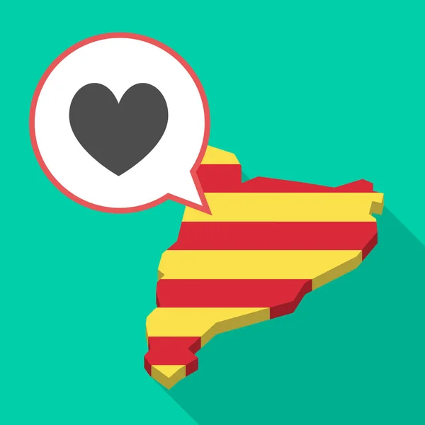 Uzun gölge Catalonia harita kalp poker oyun kağıdı SIG ile — Stok Vektör