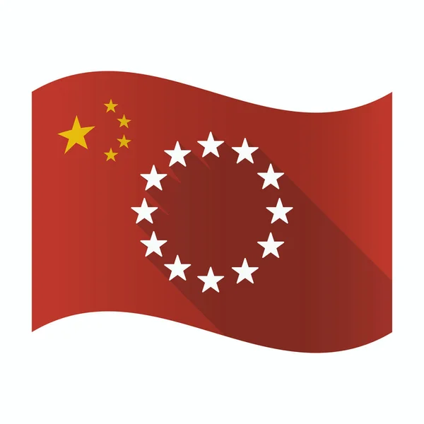 Wapperende vlag van China met de Eu-vlag sterren — Stockvector