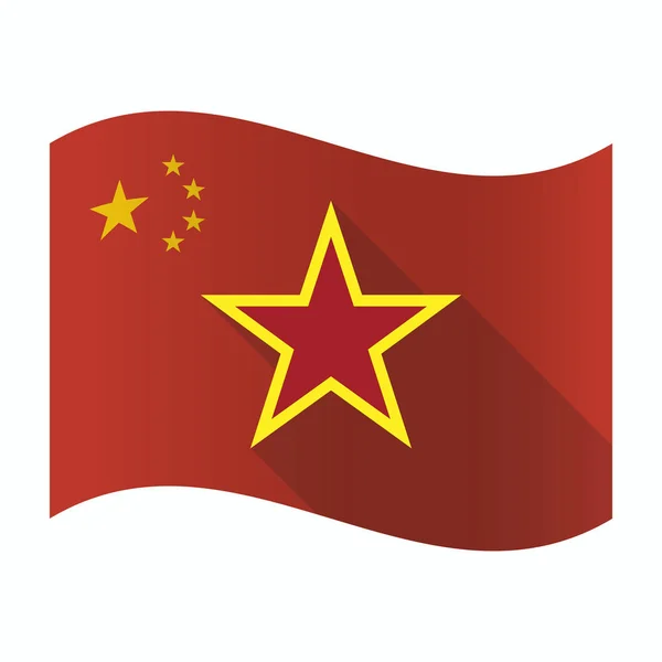 Wapperende vlag van China met de rode ster van communisme pictogram — Stockvector