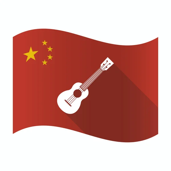 Wapperende vlag van China met een ukulele — Stockvector