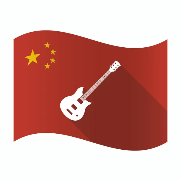 Wapperende vlag van China met een elektrische gitaar — Stockvector
