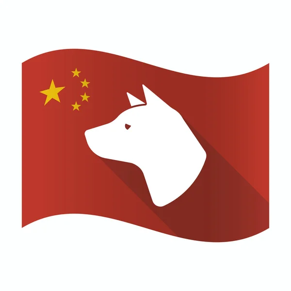 Размахивая китайским флагом с собачьей головой — стоковый вектор