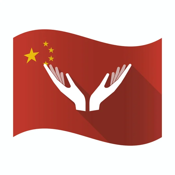 Wapperende vlag van China met twee handen aanbieden — Stockvector