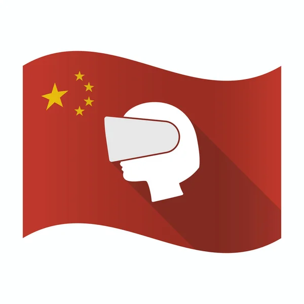 Размахивая китайским флагом с женской головой в виртуальной реальности — стоковый вектор