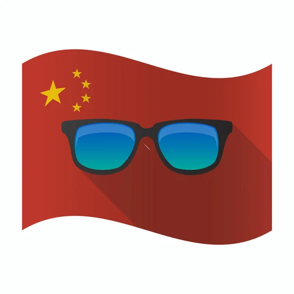 挥舞着中国国旗与太阳镜图标 — 图库矢量图片