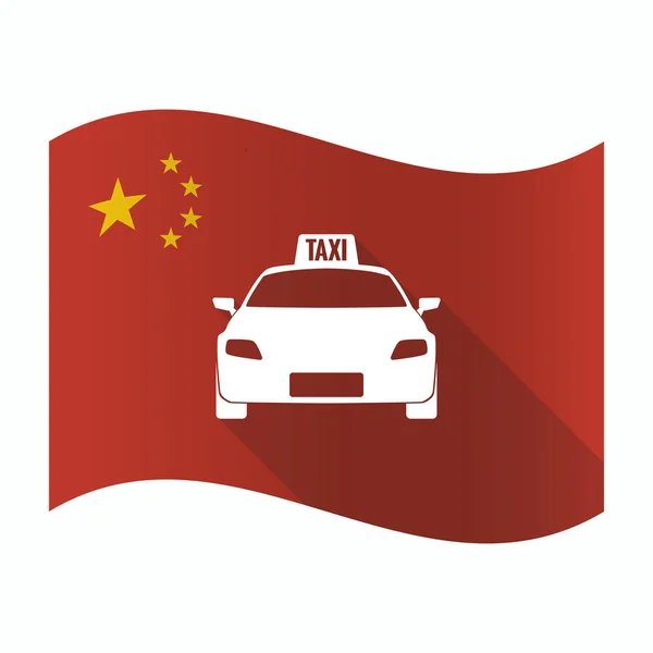 Vlající vlajka Číny s ikonou taxi — Stockový vektor