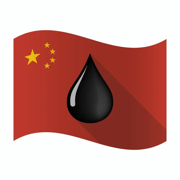 Acenando bandeira da China com um ícone de gota de óleo — Vetor de Stock