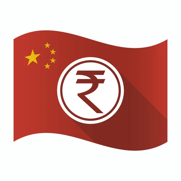 Ondeando la bandera de China con un icono de moneda de rupia — Archivo Imágenes Vectoriales