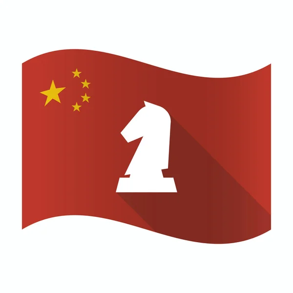 Bir şövalye satranç rakam ile Çin bayrağı sallayarak — Stok Vektör