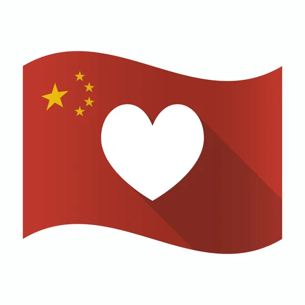 Vlag van China met het hart poker speelkaart teken zwaaien — Stockvector