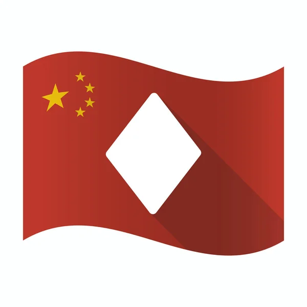 Sventolando bandiera della Cina con il segno di carta da gioco di poker diamante — Vettoriale Stock