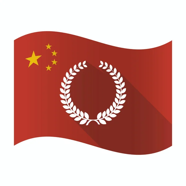 Defne taç işaretiyle Çin bayrağı sallayarak — Stok Vektör
