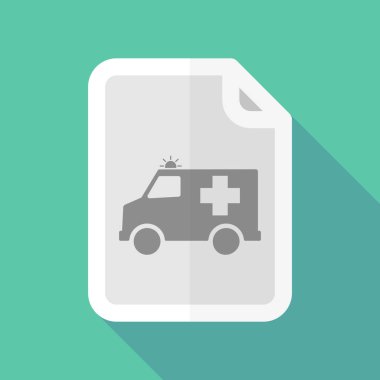Bir ambulans simge uzun gölge belgeyle