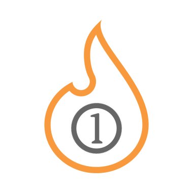 Hat sanat alev bir sikke simge ile