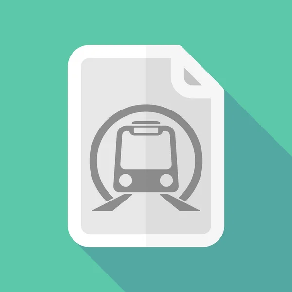 Long shadow document with  a subway train icon — Stock Vector