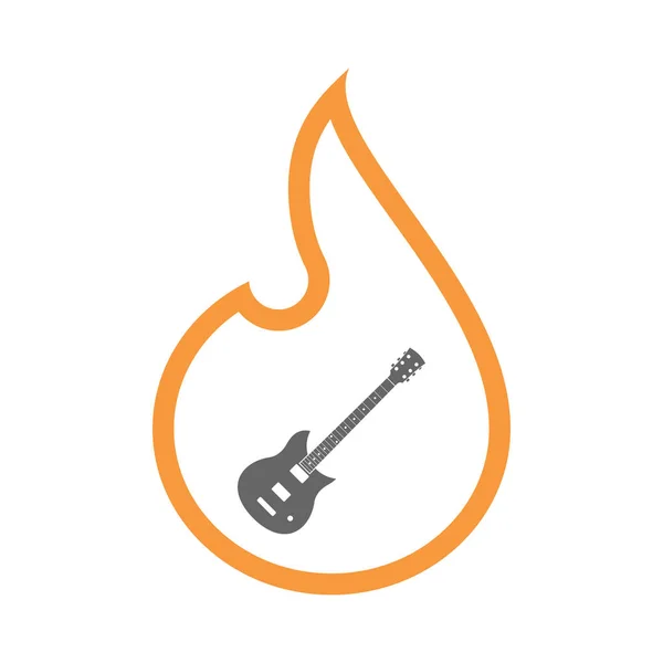 Linie umění plamen s elektrickou kytarou — Stockový vektor