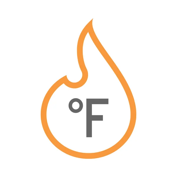 Лінійне мистецтво полум'я зі знаком Фаренгейта градусів — стоковий вектор