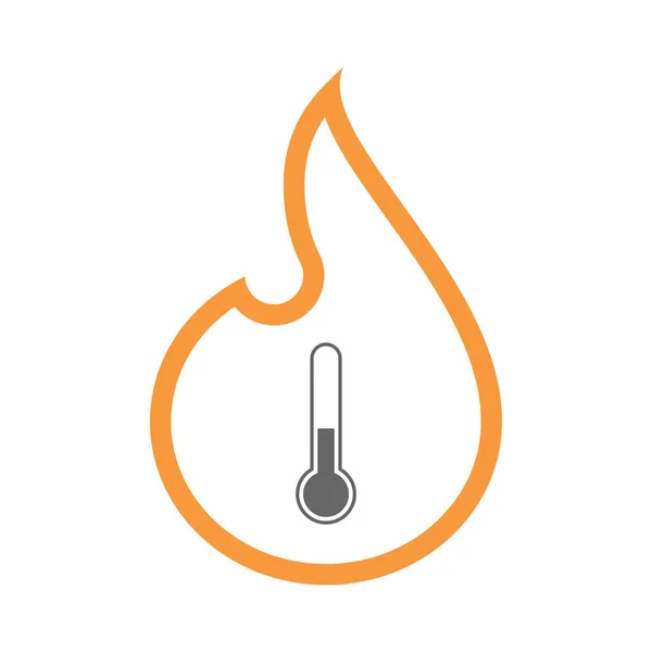 Line Art Flamme mit Thermometer-Symbol — Stockvektor