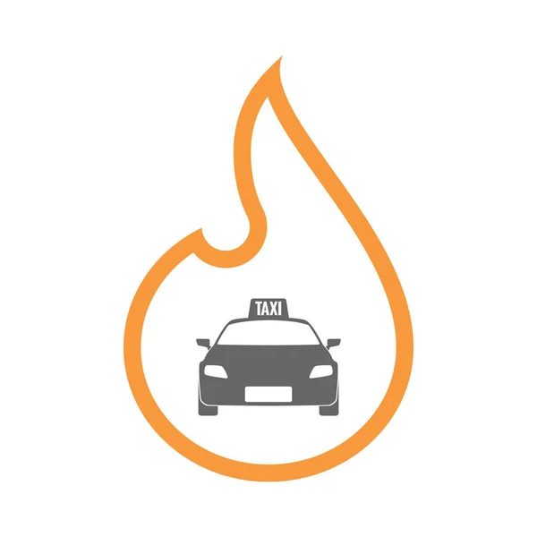 Line art flame with  a taxi icon — Stock Vector