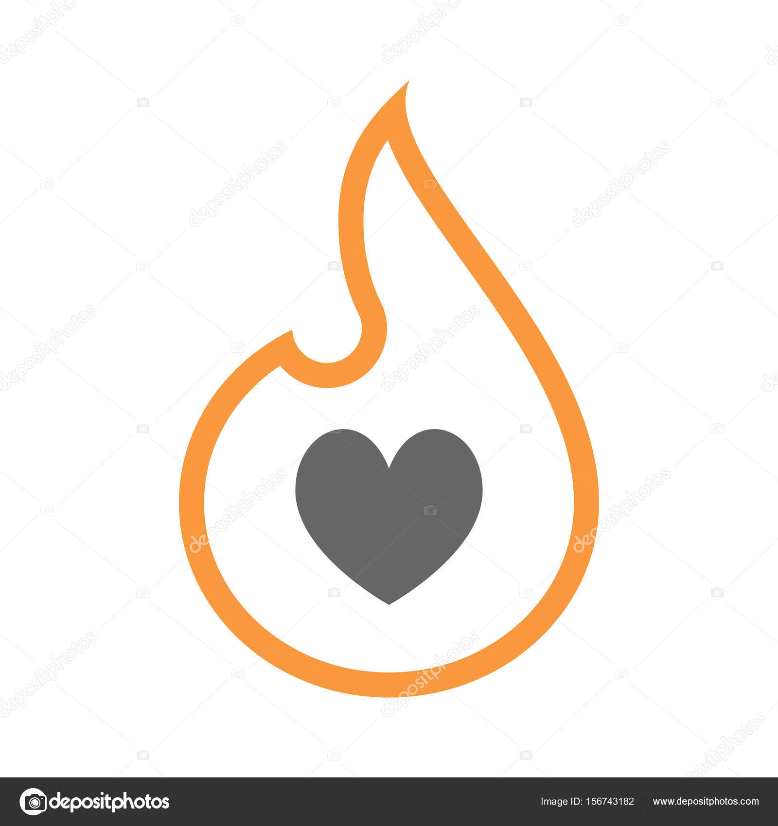 心の火かき棒のトランプ記号ライン アート炎 ストックベクター C Jpgon