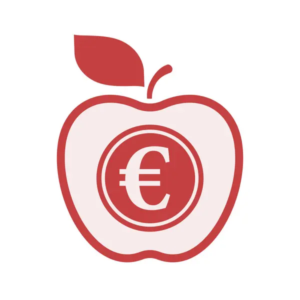 Isolated apple with  an euro coin — Stock Vector