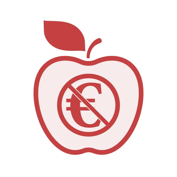 Isolierter Apfel mit Euro-Zeichen in einem nicht erlaubten Signal — Stockvektor