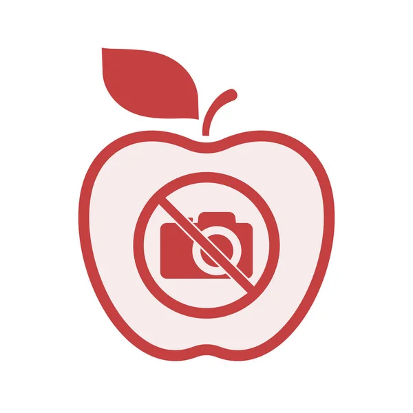 Manzana aislada con una cámara fotográfica en una señal no permitida — Vector de stock