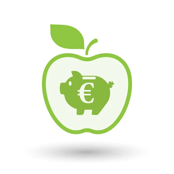 Isolated apple with  an euro coin in a piggy bank moneybox — Stock Vector