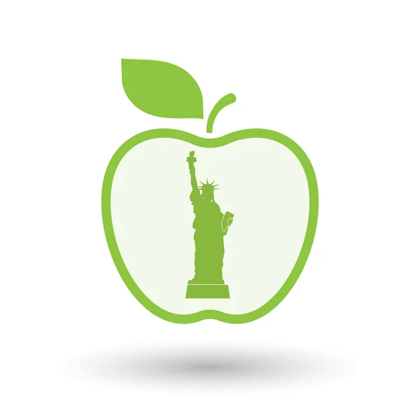 Pomme isolée avec la Statue de la Liberté — Image vectorielle