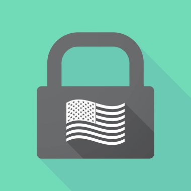 Uzun gölge kilit Birleşik Devletleri bayrağı sallayarak ile