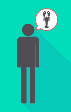 Uzun gölge erkek piktogram ıstakoz deniz ürünleri ile