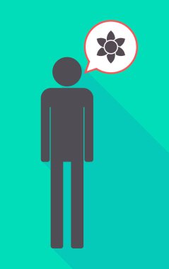 Uzun gölge erkek piktogram bir lotus çiçeği ile