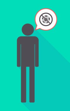 Uzun gölge erkek piktogram değil izin verilen bir futbol topu ile