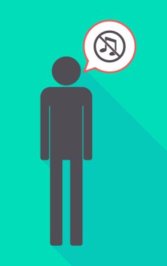 Uzun bir değil bir nota ile erkek piktogram gölge regl