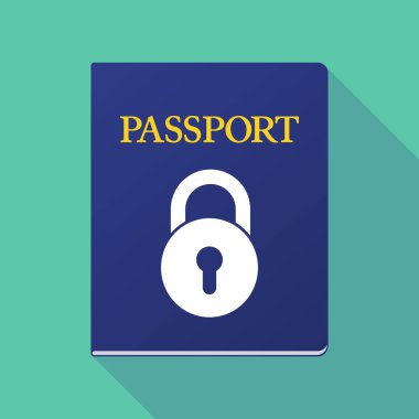 Uzun gölge pasaport ile kapalı kilit yastık