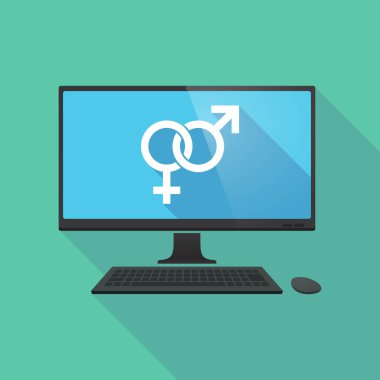 Uzun gölge bilgisayar taramalı bir kadın bir erkek cinsel s