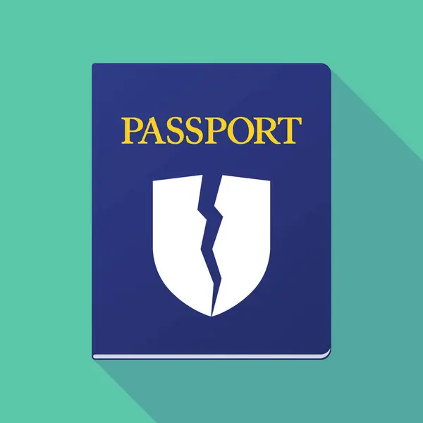 Pasaporte de sombra larga con un escudo roto — Vector de stock