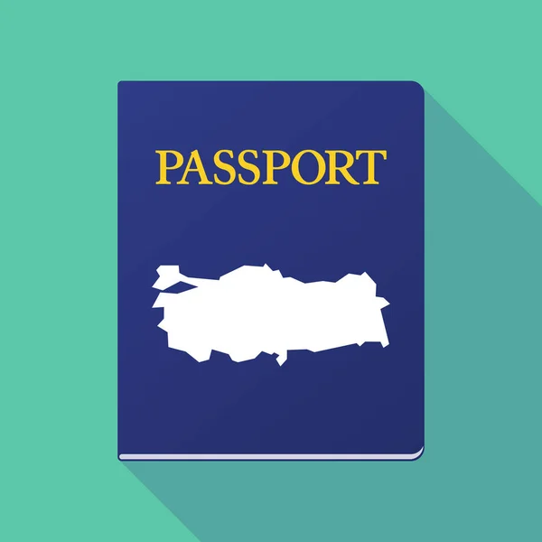 Long shadow passport with  a map of Turkey — Stock Vector