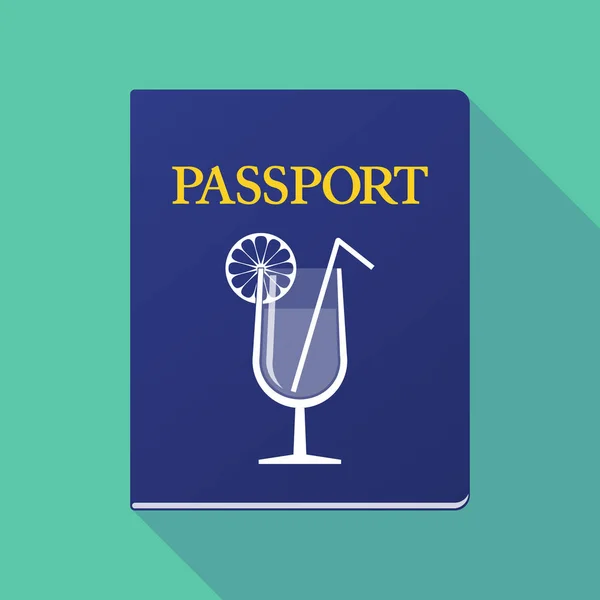 Lemo のスライスとカクテル グラスの長い影パスポート — ストックベクタ