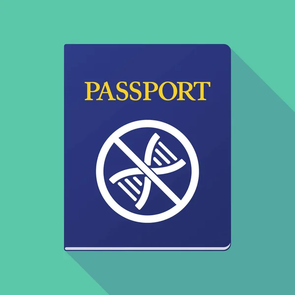 Pasaporte de sombra larga con un signo de ADN en una señal no permitida — Vector de stock