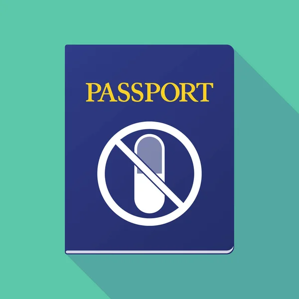 Long shadow passport with  a pill  in a not allowed signal — Stock Vector