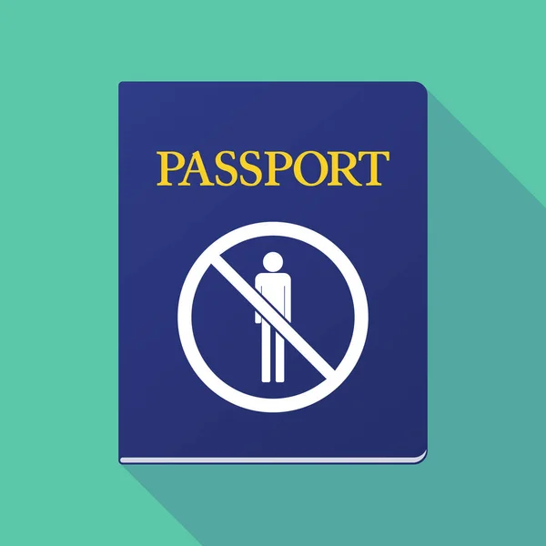 Long shadow passport with  a male pictogram  in a not allowed si — Stock Vector